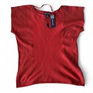 Zara Red Ribbed Knit Top